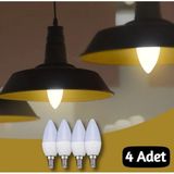 Mikasso 4 Adet 7W E14 Ince Duy Beyaz Işık Mum Buji LED Ampul Tasarruflu Avize Ampul Beyaz