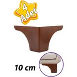 Mikasso 4 Adet Açelya 10 cm Ceviz Ahşap Desenli Lüx Mobilya Kanepe Sehpa Ünite Koltuk Ayağı Plastik Baza Aya