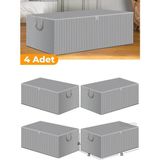 Mikasso 4 Adet - Antrasit Çizgili Büyük Boy Baza Altı ve Çekyat Tipi Hurç 65 x 45 x 22 cm Nefes Alabilen Kum
