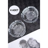 Mikasso 4 Adet Cam Kristal Lüks Ipek Küllük - Kül Tablası - Yuvarlak Kül Tabağı Cam Turuncu Yuvarlak