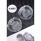 Mikasso 4 Adet Cam Kristal Lüks Küllük - Kül Tablası - Yuvarlak Kül Tabağı Cam Turuncu Yuvarlak