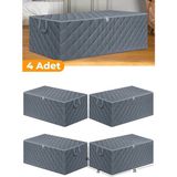 Mikasso 4 Adet - Çekyat Baza Tipi Hurç - Baza Altı Büyük Boy Saklama Hurcu 64 x 45 x 22 cm - Nefes Alabilen