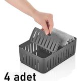 Mikasso 4 Adet Dolap Çekmece Organizeri Qlux Makyaj Takı Havlu Banyo Düzenleyici 245X160X80 mm L-00640 Plast - Çok Renkli