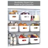 Mikasso 4 Adet Eco+ 3.5 Lt Dolap Içi, Buzdolabı Düzenleyici, Banyo, Mutfak Organizer Beyaz 24CM16CM11CM Plas