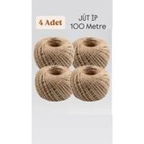 Mikasso 4 Adet Hasır Jüt Ip 100 Metre Doğal Jüt Ip - Keten Ipi, Hasır Ip, Halat Ip, Çuval Ipi Süsleme Ipi 25