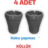 Mikasso 4 Adet Kokusuz Kül Tabağı Plastik Plastik Gri Asimetrik