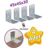 Mikasso 4 Adet Mobilya Eşya Dolap Duvar Sabitleyici Köşe Bağlantı L Demir Gönye Deprem Güvenliği 45X45X30MM