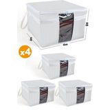 Mikasso 4 Adet Pencereli Kazak Hurcu 45 x 40 x 30 cm Nefes Alabilen Kumaş Gri