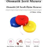 Mikasso 4 Adet Renkli Makaralı Otomatik Basmalı Mezura 150 cm Terzi Metresi 1,5 M 1,5 M