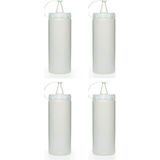 Mikasso ® 4 Adet Şeffaf Kapaklı Sızdırmaz Yağlık Sosluk Şişesi Plastik Yağdanlık 400 Ml. AP-9028 Plastik