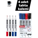 Mikasso 4 Adet Tahta Kalemi 2 Mavi 1 Siyah 1 Kırmızı Renkli Tebeşir Çok Renkli