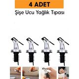 Mikasso 4 Adet Yağ Tıpası Yağdanlık Şişe Ucu Yağlık Sirkelik Sosluk Başlığı Damlatmaz Siyah