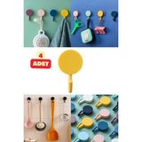 Mikasso 4 Adet Yapışkanlı Kancalı Renkli Duvar Askısı Duvar Kapı Masa Yapışan Pratik Çok Amaçlı Askılık Plas
