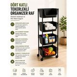 Mikasso 4 Katlı Tekerlekli Organizer Raf Modern Portratif Kiler Düzenleyici Sepet,mutfak Rafı,oyuncak Dolabı - Çok Renkli
