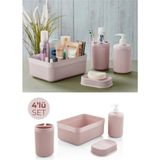 Mikasso 4 Lü Alesta Banyo Seti Plastik Pembe - Çok Renkli