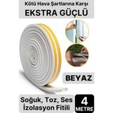 Mikasso 4 Metre Beyaz Pvc Doğrama Kapı Pencere Soğuk Geçirmez Sızdırmaz Izolasyon Fitil Yapışkanlı 2x2=4 mt