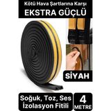 Mikasso 4 Metre Siyah Pvc Doğrama Kapı Pencere Soğuk Geçirmez Sızdırmaz Izolasyon Fitil Yapışkanlı 2x2=4 mt