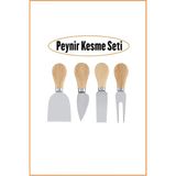 Mikasso 4 Parça Peynir Kesme Bıçağı, Paslanmaz Çelik Peynir Bıçağı Seti, Kek Tatlı Peynir Salata Seti Paslan