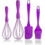 Mikasso 4 Parça Silikon Çırpıcı Yumurta Fırçası Spatula Seti Silikon Beyaz