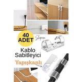 Mikasso 40 Adet Kablo Düzenleyici Duvar Fayans Cam Kablo Tutucu Yapışkanlı Klips - Çok Renkli