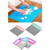 Mikasso 40*50 Silikon Hamur Matı Kesme Aparatı Spatula Patates Cips Kesici 3'lü Mutfak Seti Silikon Beyaz