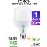 Mikasso 40W Torch Ultra Güçlü LED Ampül 1 Adet Tasarruflu Ultra Parlak 6500K Beyaz Işık Büyük Ampül E27