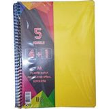 Mikasso 4+1 Defter Plastik Kapak Spralli A4 4 Kare 1 Çizgili 125 Yaprak Sert Spiralli Kareli 120 Yaprak Orta - Çok Renkli