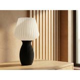 Mikasso 42X23 cm Modern Dekoratif Abajur Masa Lambası Masa Üstü Dekor Siyah Beyaz Pileli Şapkalı Plastik Siy - Çok Renkli