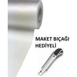 Mikasso 45CM x 5 Metre Şeffaf Kaydırmaz Raf Dolap ve Çekmece Örtüsü ve Maket Bıçağı Hediye Plastik Çok Renkl