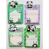 Mikasso 4'lü 4 Renk/desen Yeşil Panda Postit Yapışkanlı Not Kağıdı 50X4/200 Yaprak 70X80MM Yapışkanlı Not Ka - Çok Renkli