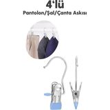 Mikasso 4'lü Askı Paslanmaz Çelik Pantolon,şal,atkı,çanta Askısı Mandallı Askılık Metal Metalik Cn