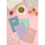 Mikasso 4'lü Çizgili Defter Seti 10X15 cm 64 Sayfa Okul Defteri Mini Defter Hediyelik Defter Striped Series - Çok Renkli