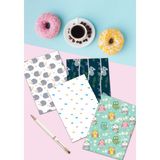 Mikasso 4'lü Çizgili Defter Seti 13 x 20CM 64 Sayfa Okul Defteri Anı Defteri Hediyelik Defter Cool Series Ka - Çok Renkli