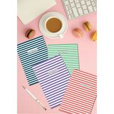 Mikasso 4'lü Çizgili Defter Seti 13 x 20CM 64 Sayfa Okul Defteri Anı Defteri Hediyelik Defter Striped Series - Çok Renkli