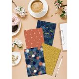 Mikasso 4'lü Çizgisiz Defter Seti 13 x 20CM 64 Sayfa Okul Defteri Anı Defteri Hediyelik Defter Coffee Series - Çok Renkli