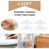 Mikasso 4lü Çok Amaçlı Kristal Topuz Kendinden Yapışkanlı Çekmece Kulpu 4lü Yapışkan Askı Tutucu Düzenleyici
