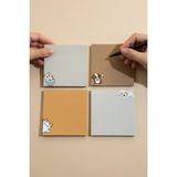 Mikasso 4'lü Kedi Köpek Desenli Memopad Seti, (10X10) 110 gr Kalın Kağıt Notepad, Bloknot, Not Defteri, Yumu - Çok Renkli