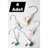 Mikasso 4lü Metal Eşarp Askısı Şal Askısı Silikon Uçlu Çok Amaçlı Askı Mandallı Kanca Kancalı Klips Metal Ço