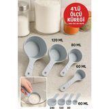Mikasso 4’lü Ölçü Küreği Seti 240-120-80-60 ml | Un Şeker Baharat Ölçü Kaşığı | Mutfak Hamur Hazırlık Plasti