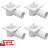 Mikasso 4’lü Paket Plastik Yer Sifonu 10X10 cm Kare Izgaralı – 50 mm Yandan Çıkışlı Abs Plastik Yer Süzgeci