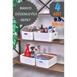 Mikasso 4'lü Tidybox Büyük Boy 9.5 Lt Basic Banyo Organizeri Sepet, Dekoratif Buzdolabı Düzenleyici Plastik - Çok Renkli