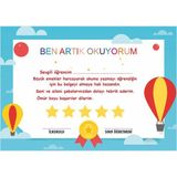 Mikasso 5 Adet Ben Artık Okuyorum Belgesi Sert Düz Kareli Orta Boy Yeşil Okul Defterleri A4 - Çok Renkli