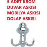 Mikasso 5 Adet Beşel Metal Vestiyer Askı Sarıklı Duvar Askısı Mobilya Askısı Metal Dolap Elbise Askılığı Bej - Çok Renkli