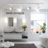 Mikasso 5 Adet Beyaz Kasa ve Beyaz Veya Günışığı Işık 360 Derece LED Ray Spot Lamba ve 1 mt Raylı Armatür Sa - Çok Renkli