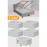 Mikasso 5 Adet - Çekyat Baza Tipi Hurç - Baza Altı Büyük Boy Saklama Hurcu 64 x 45 x 22 cm Nefes Alabilen Ku