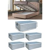 Mikasso 5 Adet Çizgili Baza Tipi Hurc - Baza Altı Büyük Boy Saklama Hurcu 65 x 45 x 22 cm EKİCİHOME0008-5 Po
