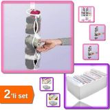 Mikasso 5 Adet Dolap Içi Asılabilir Çorap Düzenleyici + 8 Gözlü Akordiyon Çekmece Düzenleyici - 2li Set W7HL - Çok Renkli