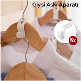 Mikasso 5 Adet Elbise Askısı Bağlantı Kancası Aparatı Düzenleyici Organizer MIT1221 Plastik Beyaz Cn