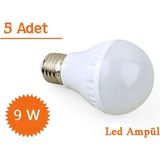 Mikasso 5 Adet Enerji Tasarruflu LED Ampul 9 Watt Beyaz Işık