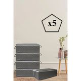 Mikasso 5 Adet Kapitone Desenli Bazaaltı Hurç 60X40X22(ANTRASİT) Tela 60 x 40 Gri Tr